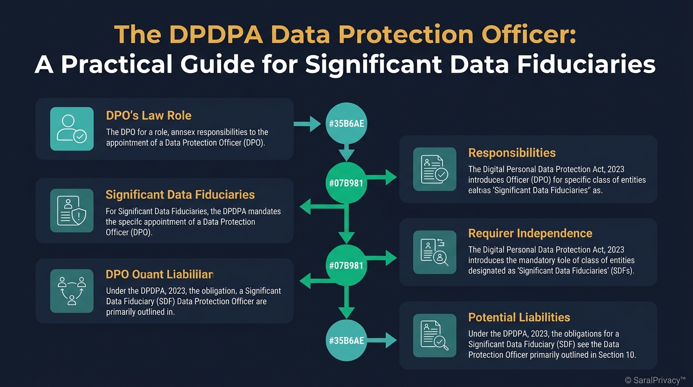 The DPDPA Data Protection Officer: A Practical Guide for Significant Data Fiduciaries — DPDPA infographic by SaralPrivacy
