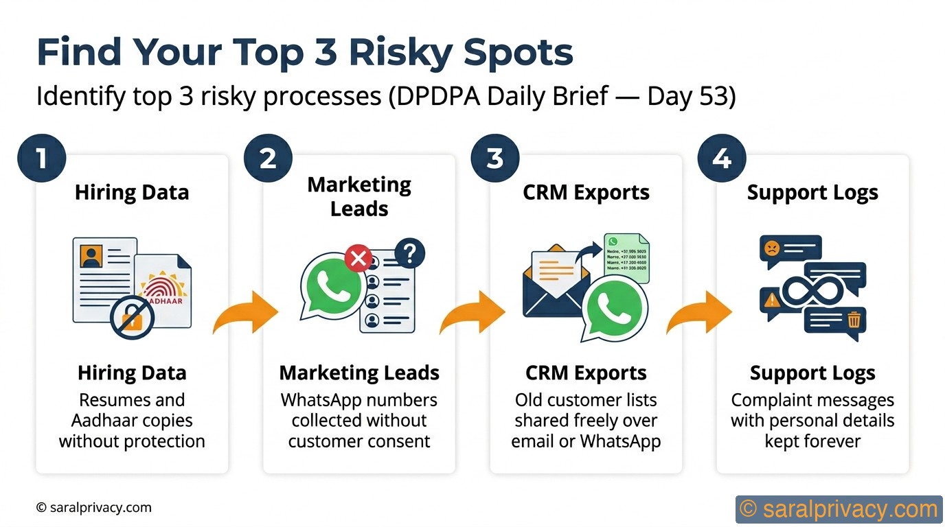 Find Your Top 3 Risky Spots — DPDPA infographic