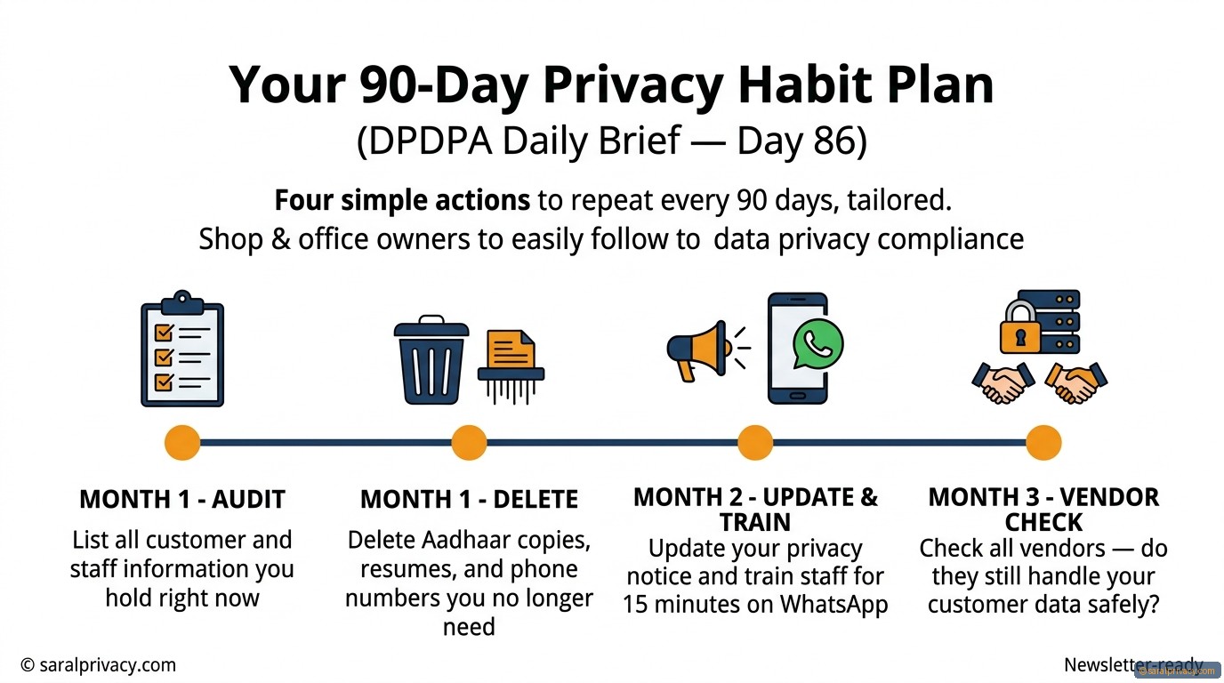 Your 90-Day Privacy Habit Plan — DPDPA infographic