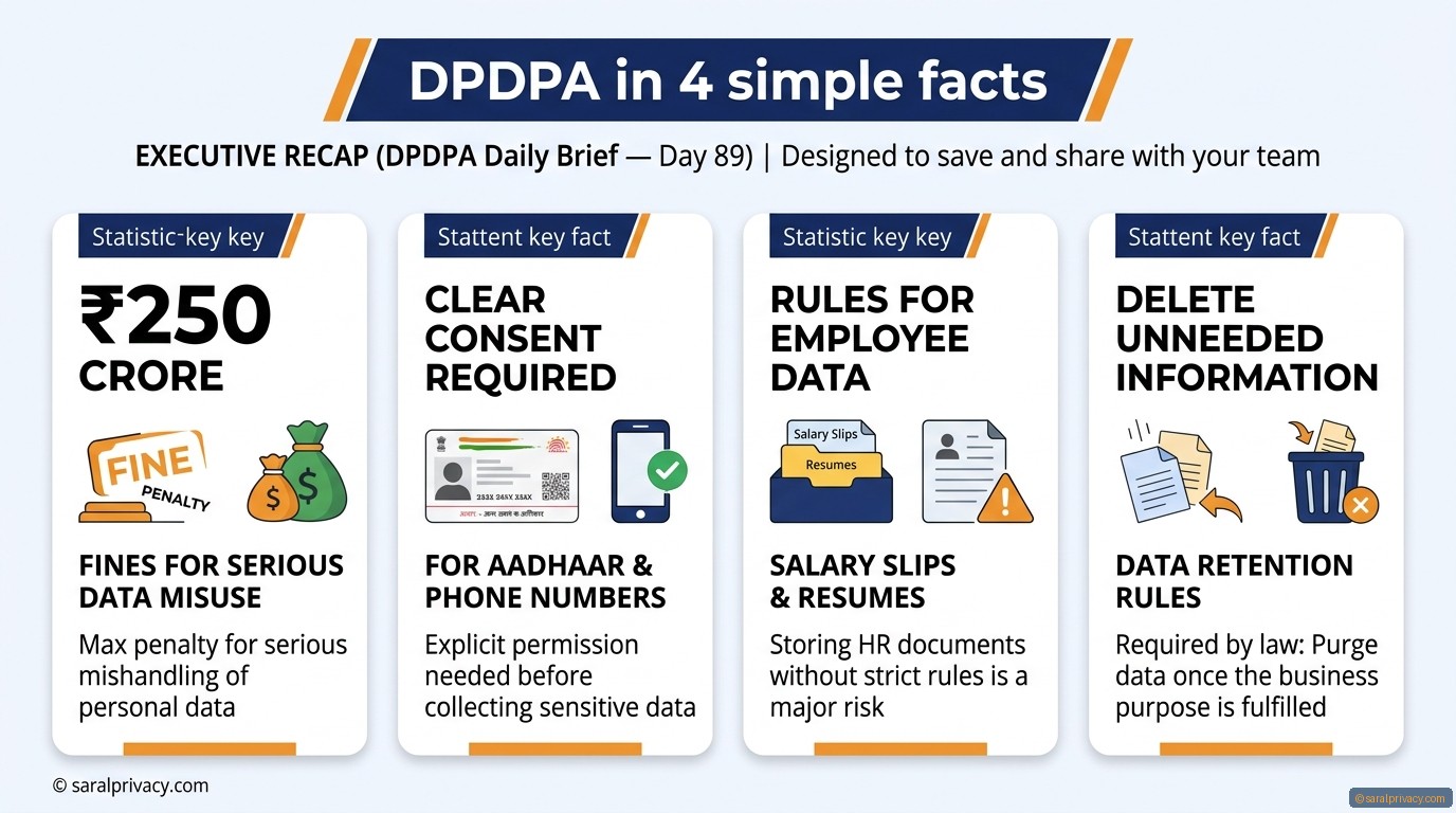 DPDPA in 4 simple facts — DPDPA infographic