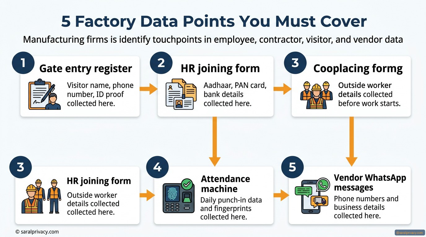 5 Factory Data Points You Must Cover — DPDPA infographic