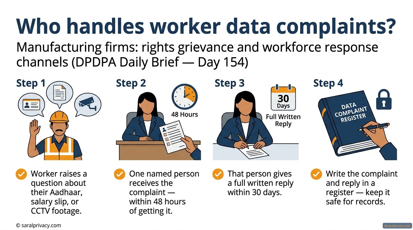 Who handles worker data complaints? — DPDPA infographic