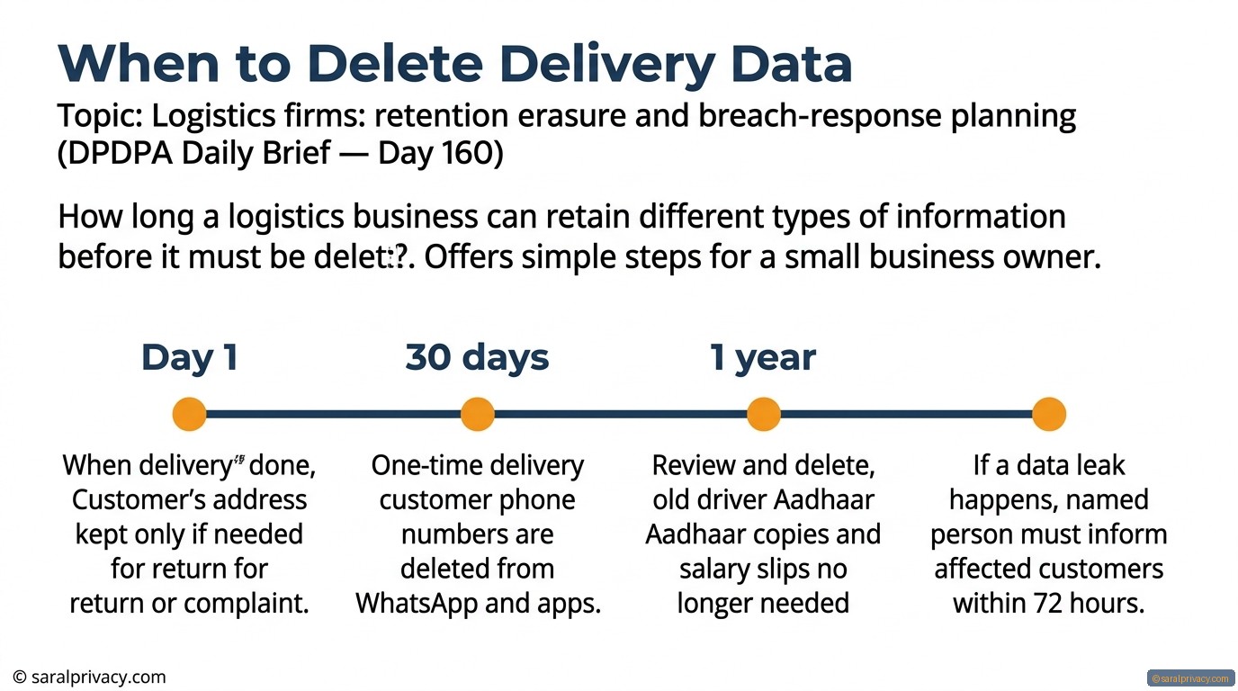 When to Delete Delivery Data — DPDPA infographic