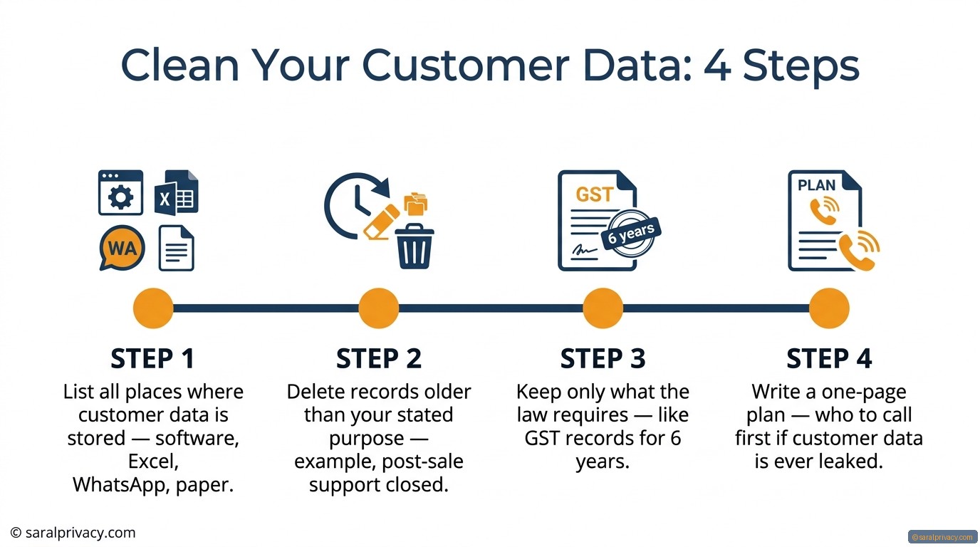 Clean Your Customer Data: 4 Steps — DPDPA infographic