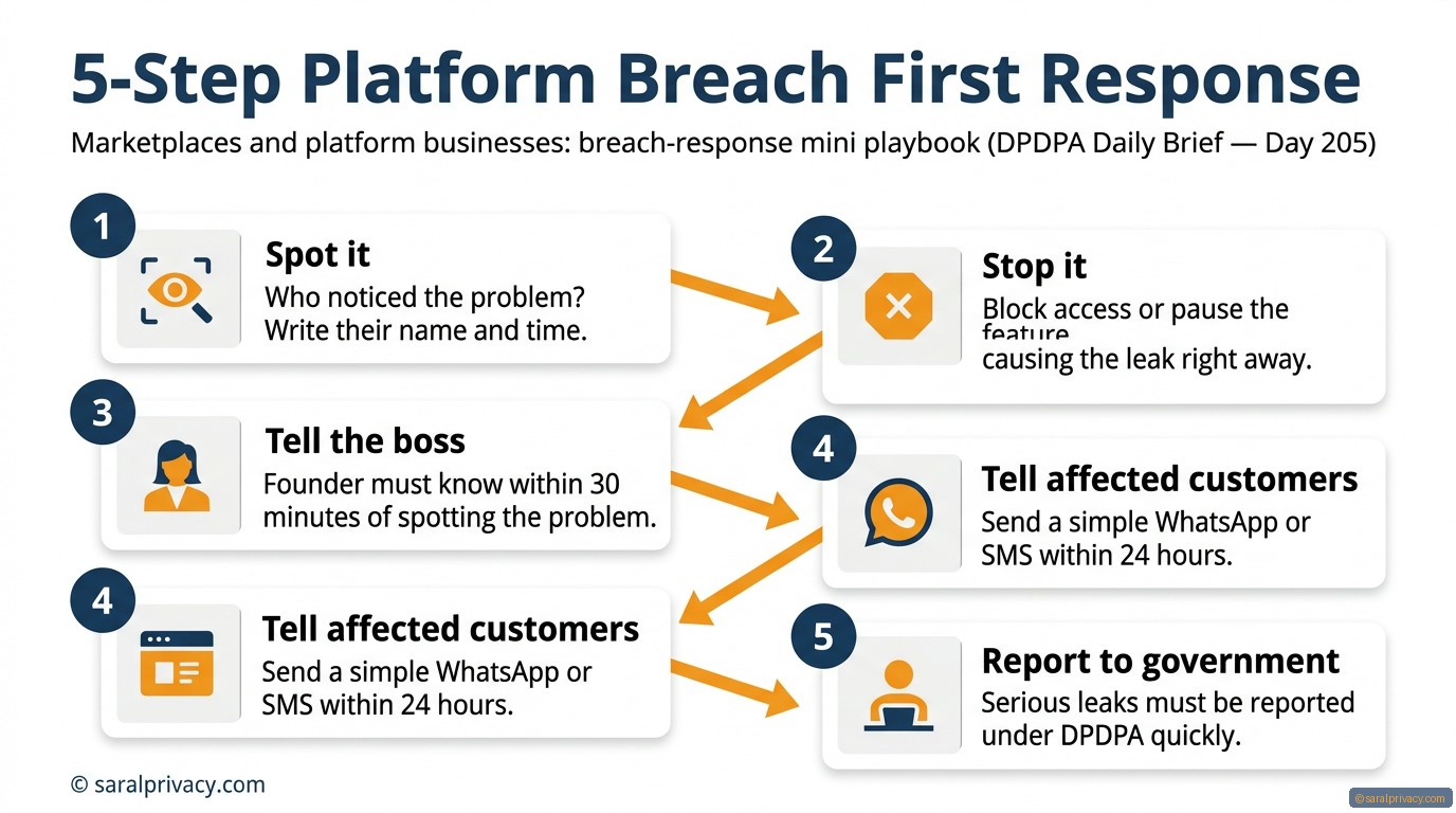 5-Step Platform Breach First Response: DPDPA infographic